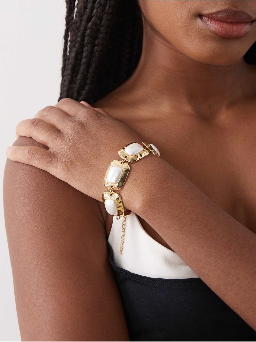NWT Altar’d State Vintage Hammered Gold and Pearl Statement Bracelet